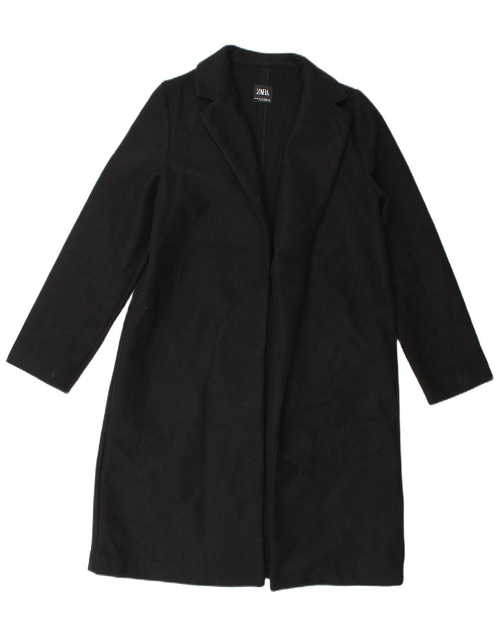Zara Womens Open Overcoat UK 14 Medium Noir Polyester