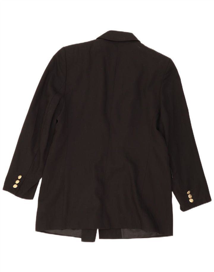 Marks & Spencer Veste blazer double boutonnage pour femme Taille 14 Noir Laine vierge