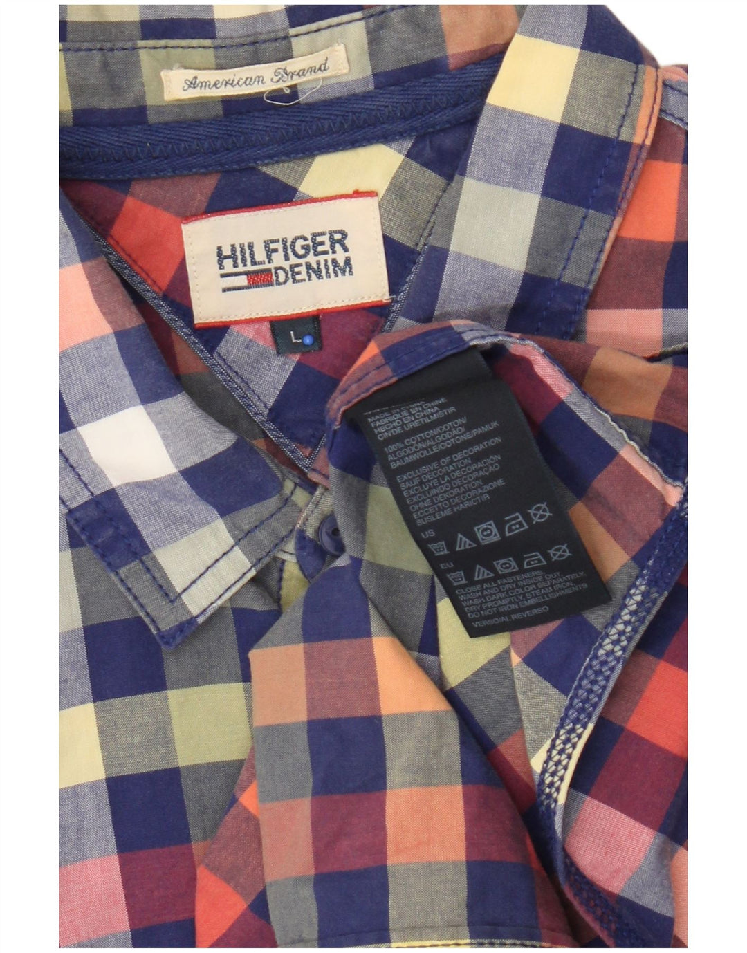 Tommy Hilfiger Chemise à manches courtes pour homme en coton à carreaux multicolores
