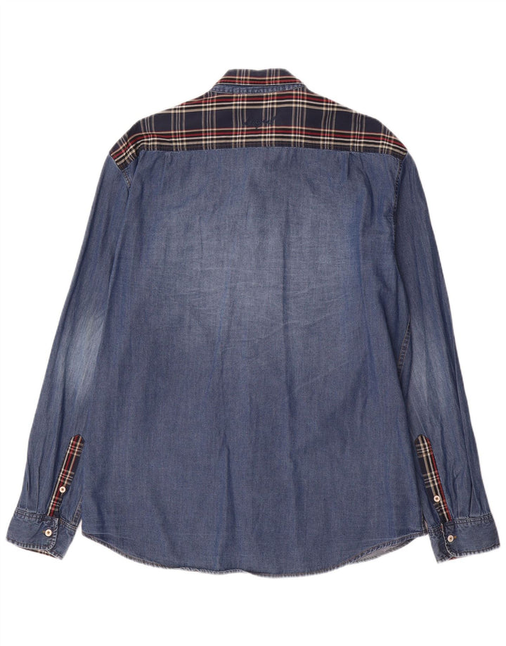 Desigual Chemise en jean coupe régulière pour homme 2XL Bleu Patchwork Coton