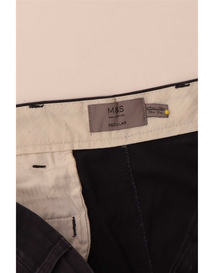 Marks & Spencer Pantalon Chino Regular Homme W36 L31 Bleu Marine Coton