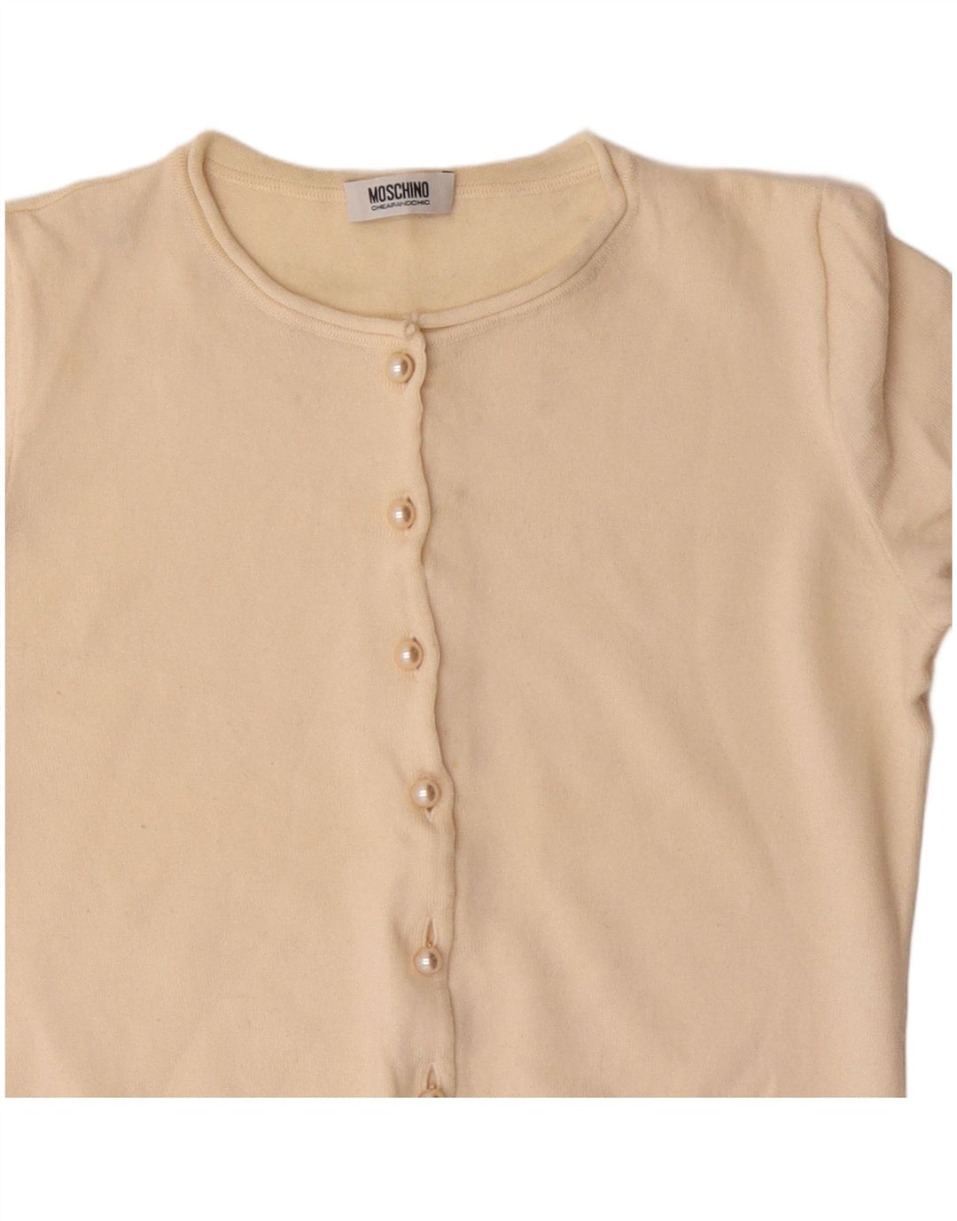 Moschino Cardigan pas cher et chic pour femme UK 12 en laine blanc cassé moyen