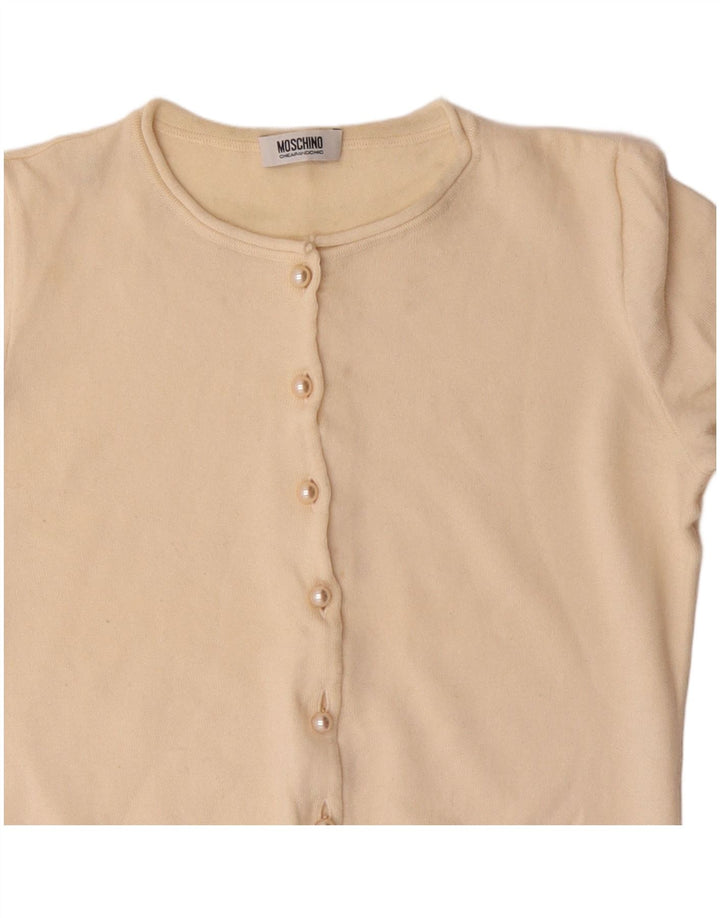 Moschino Cardigan pas cher et chic pour femme UK 12 en laine blanc cassé moyen