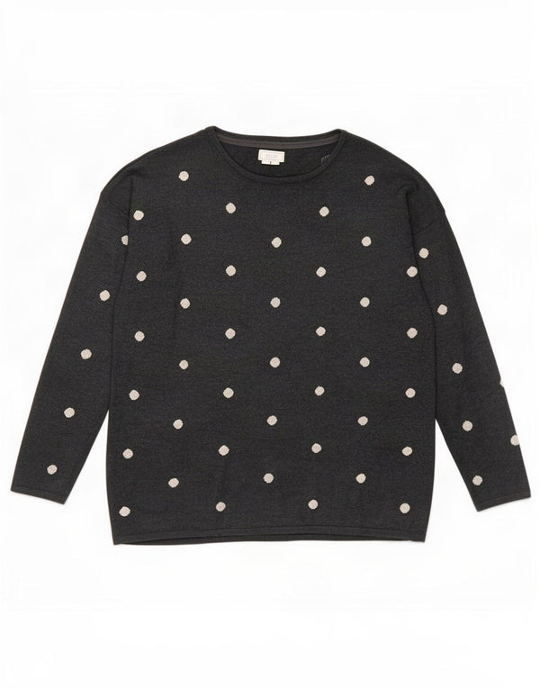 Fat Face Pull col bateau pour femme UK 14 Grand gris à pois en coton