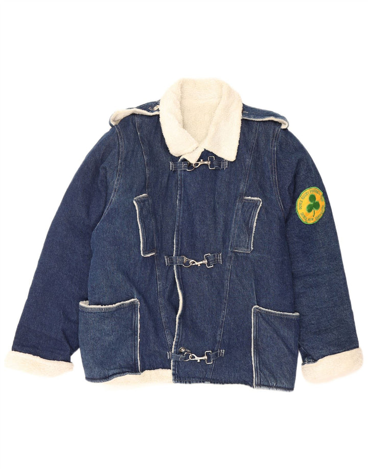 VINTAGE Homme Dover Sherpa Denim Veste UK 40 Grand Bleu