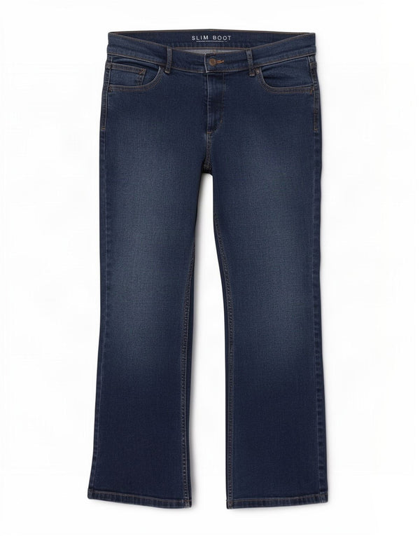 Marks & Spencer Jean slim bootcut pour femme UK 14 Large W33 L27 Bleu Coton