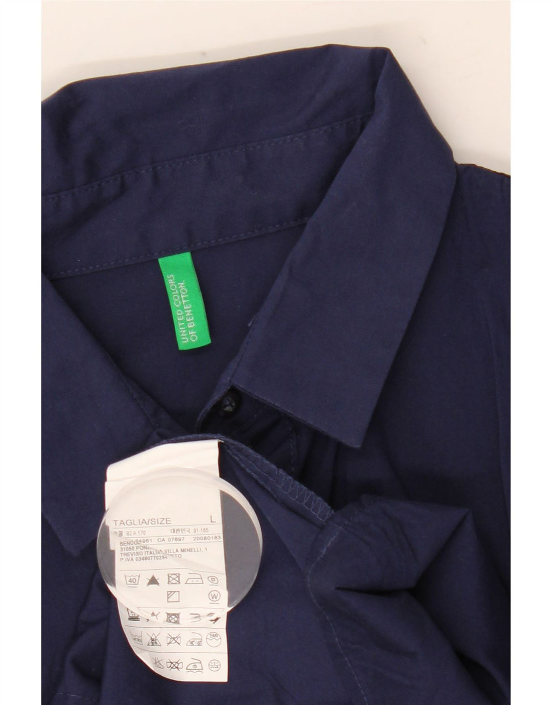 Benetton Chemise Pull Femme UK 16 Large Bleu Marine Coton