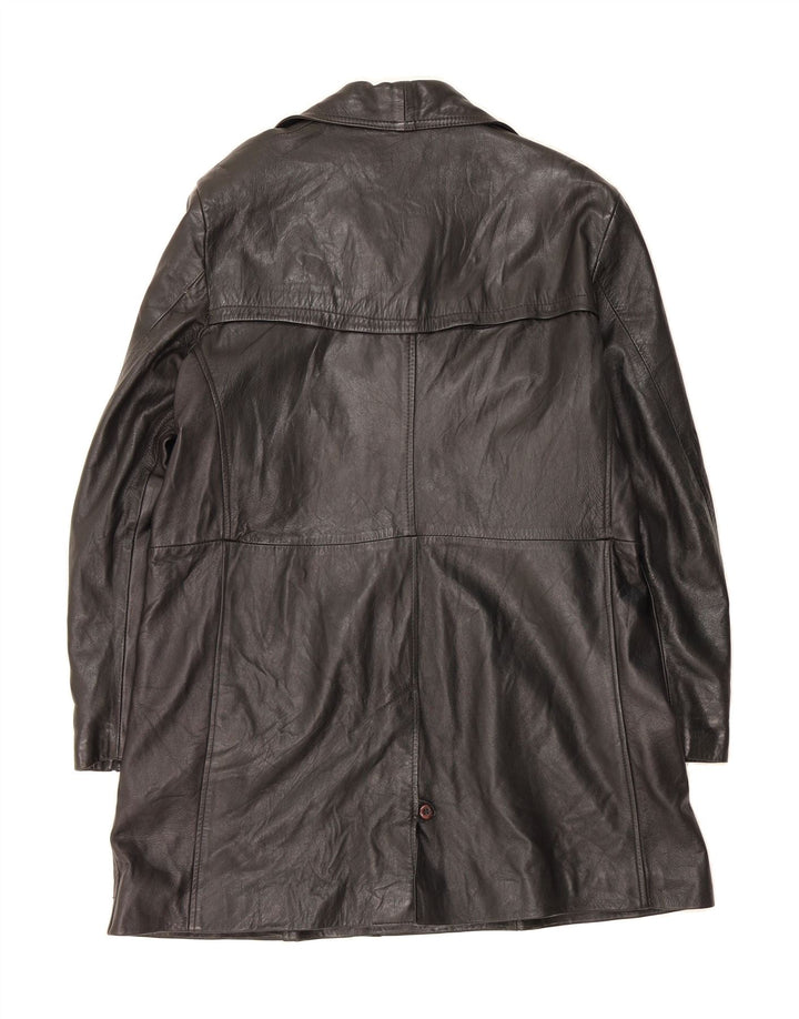 VINTAGE Womens Leather Coat UK 18 XL Black Leather Vintage Vintage and Second-Hand Vintage from Messina Hembry 