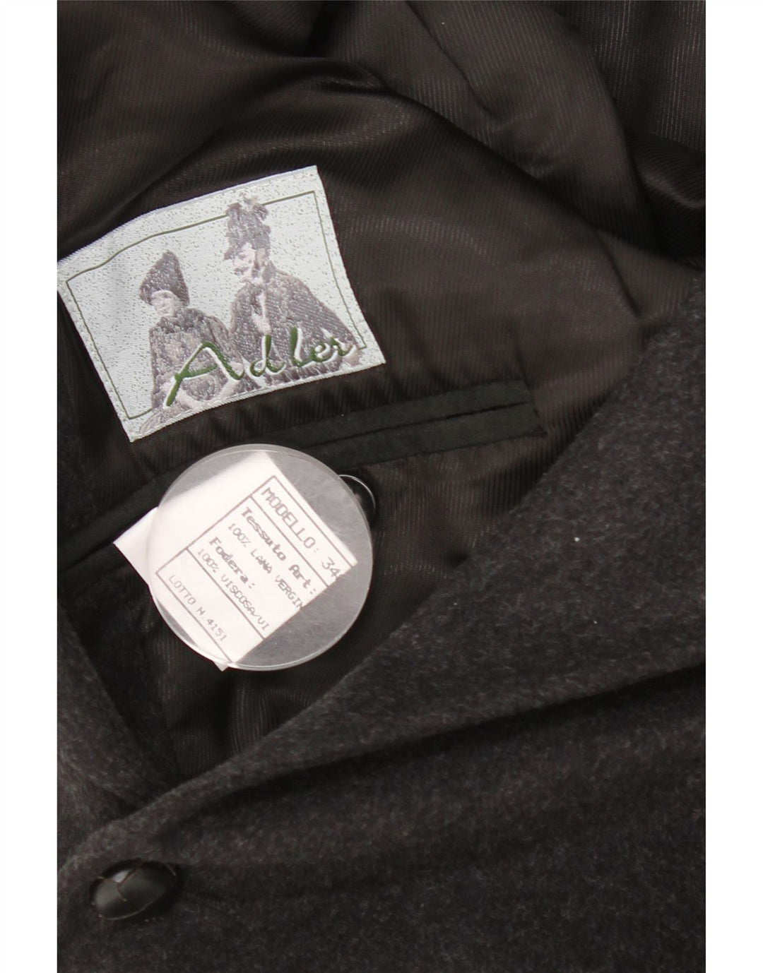 Adler Veste Blazer 3 Boutons Homme EU 54 2XL Gris Laine Vierge