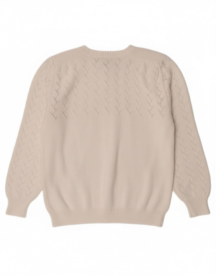 vintage Femme Cardigan Pull UK 14 Moyen Blanc