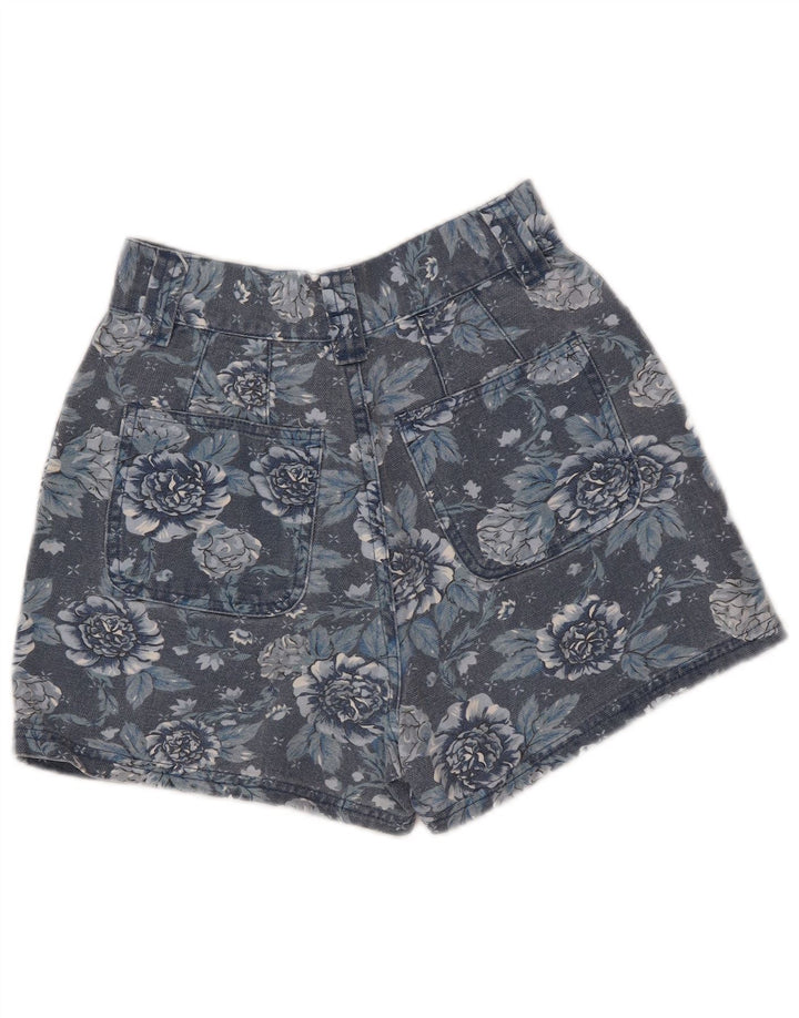 Short en jean taille haute VINTAGE filles 9-10 ans W26 bleu marine fleuri