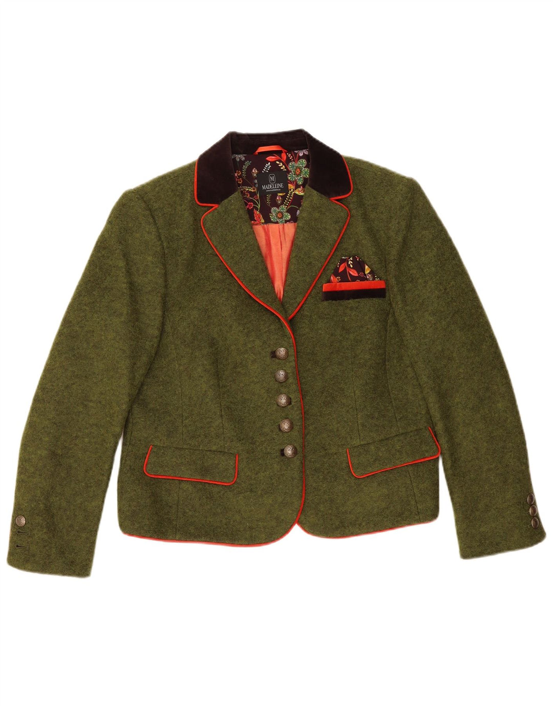 Madeleine Veste blazer à 5 boutons pour femme UK 14 Vert moyen Colourblock