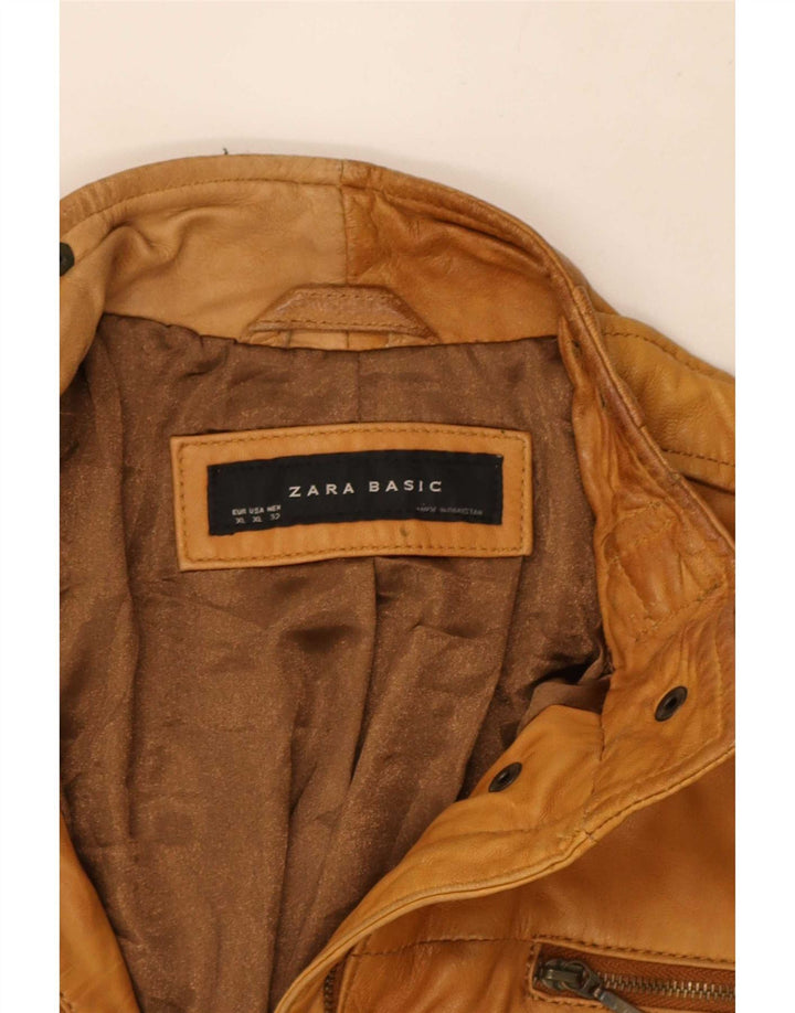 Zara Veste en cuir pour femme UK 18 XL Beige