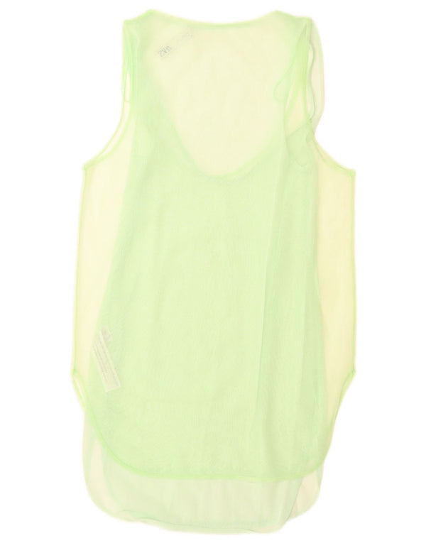 Zara Tunique sans manches pour femme UK 10 Small Vert Polyamide