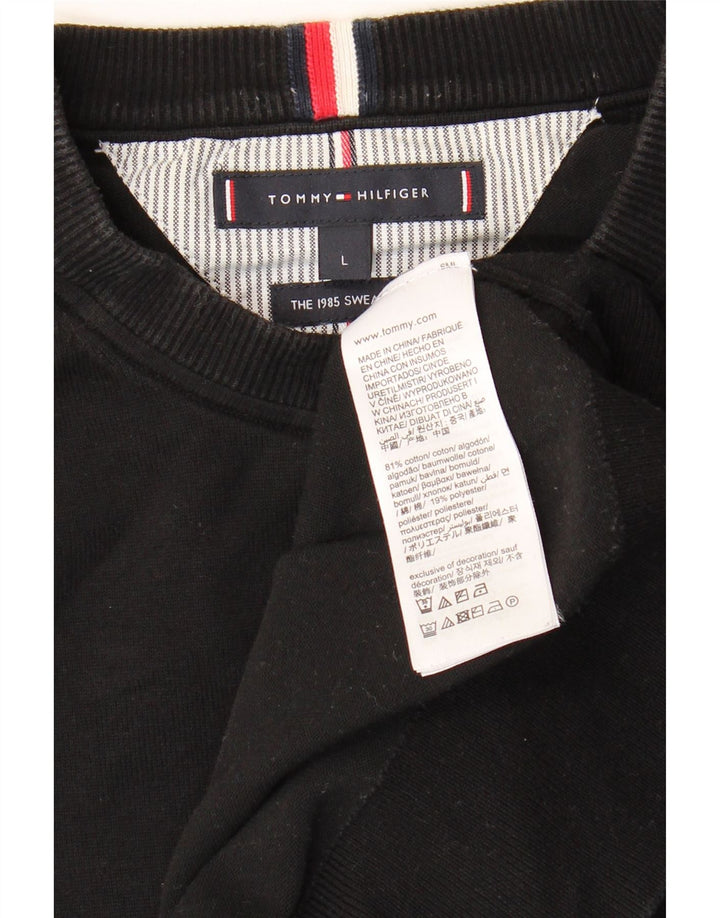 TOMMY HILFIGER Sweat-Shirt Homme Large Noir Coton