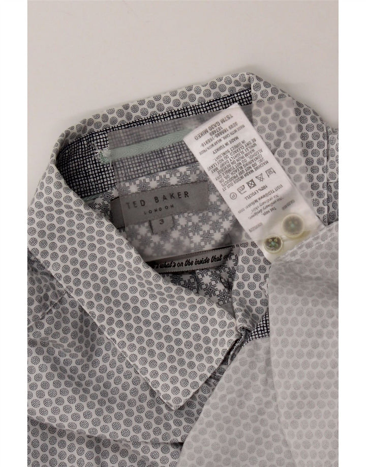 Ted Baker Chemise Homme Taille 3 Gris Moyen Lyocell Tacheté