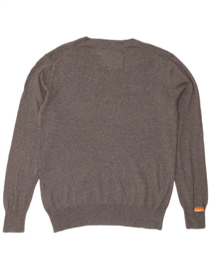 SUPERDRY Pull col V Homme Grand Gris Coton