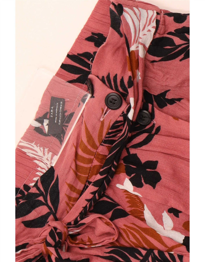 Zara Femme Jupe Évasée Small W26 Rose Floral
