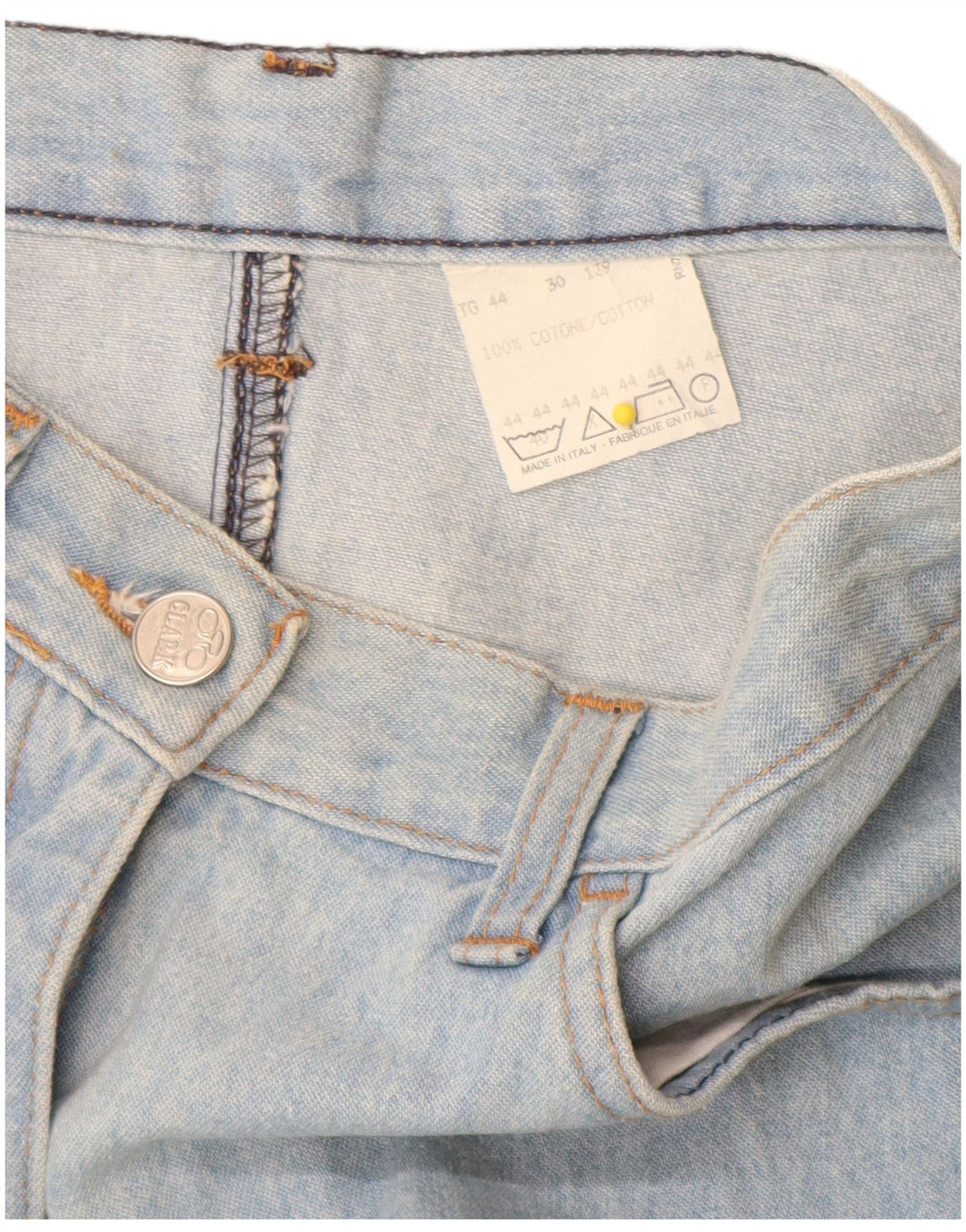 CLARK Jupe en jean taille haute pour femme IT 44 Medium W26 Bleu Patchwork Coton