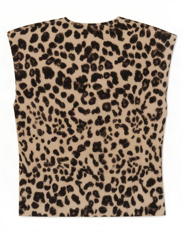 Zara Femme Chemisier Top UK 18 XL Beige Imprimé Animal Polyester