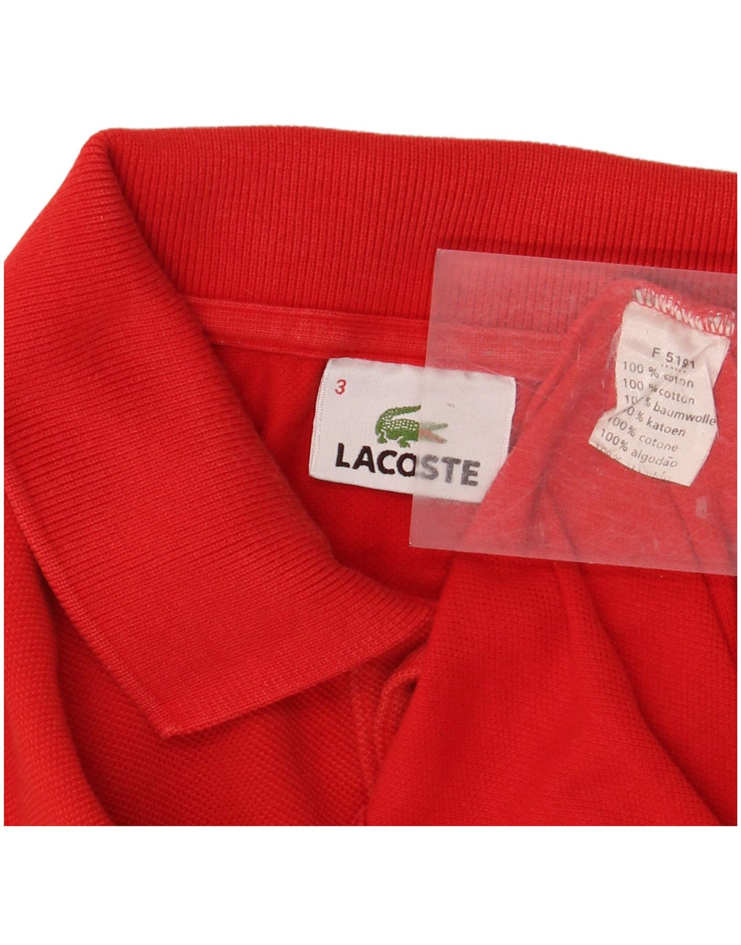 LACOSTE Polo à manches longues pour homme taille 3 petit coton rouge