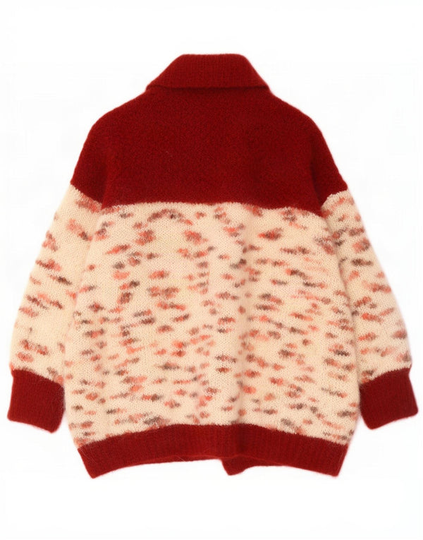 vintage Femme Cardigan Pull UK 20 2XL Rouge Moucheté
