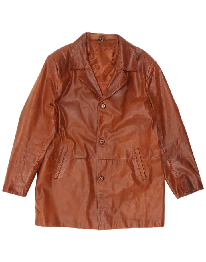 veste en cuir homme vintage UK 44 2XL Marron
