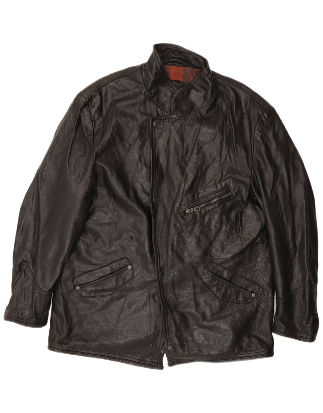VINTAGE Veste en cuir homme UK 42 XL Noir