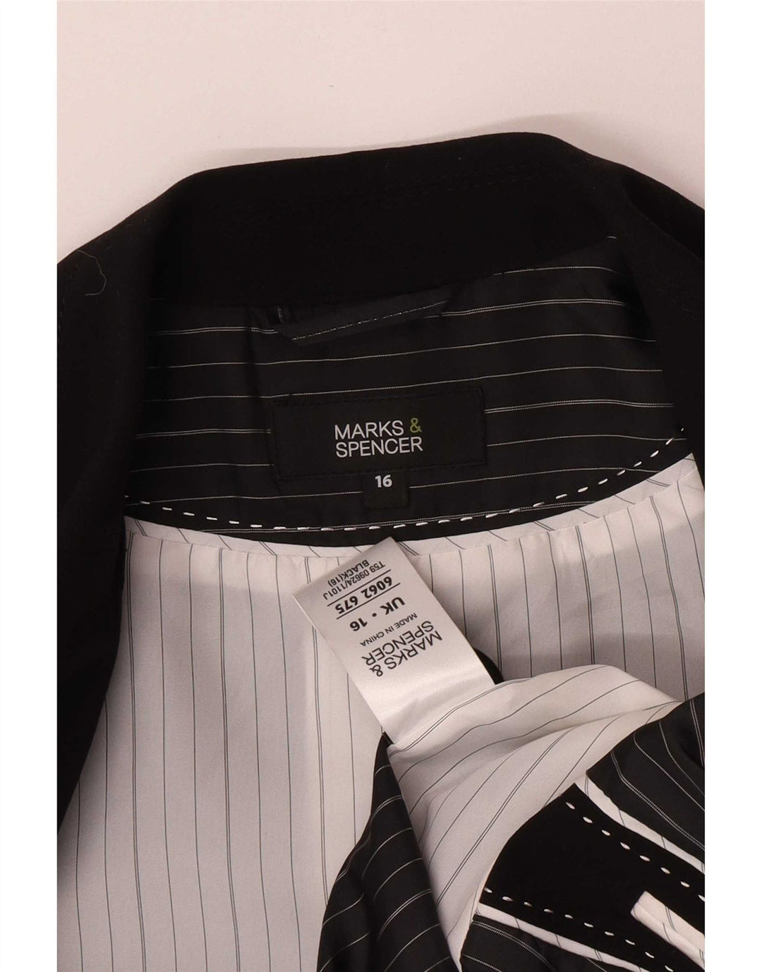 Marks & Spencer Veste blazer à 1 bouton pour femme UK 16 Large Noir Polyester