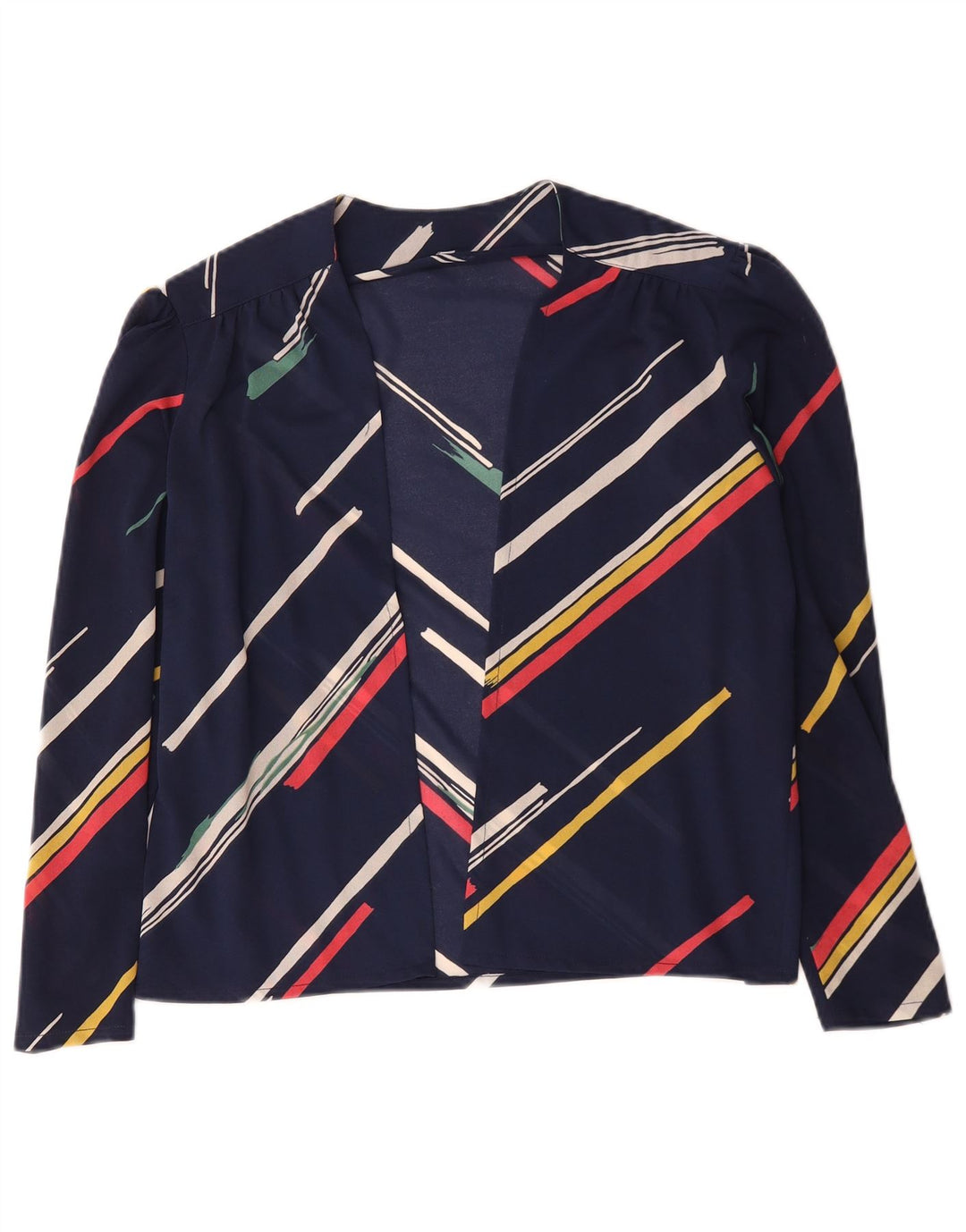 vintage Femme Cardigan Top IT 42 Moyen Bleu Marine Rayé