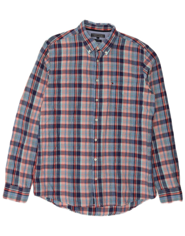 Tommy Hilfiger Chemise Homme XL Bleu Carreaux Lin