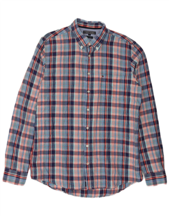Tommy Hilfiger Chemise Homme XL Bleu Carreaux Lin