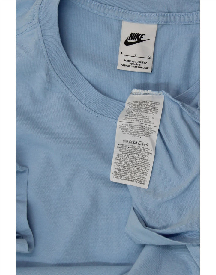NIKE T-Shirt Femme Top UK 16 Large Bleu Coton