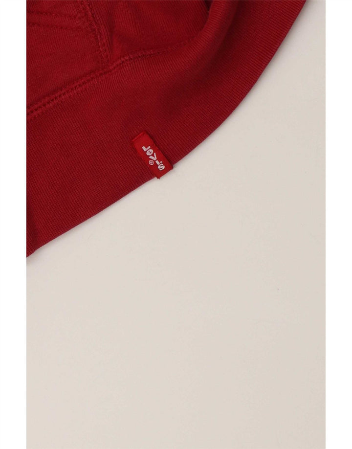 Levi's Pull à capuche court zippé pour femme UK 10 Small Rouge