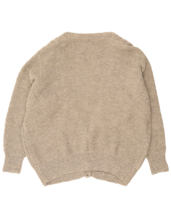 vintage Femme Cardigan Oversize Pull UK 16 Grand Gris