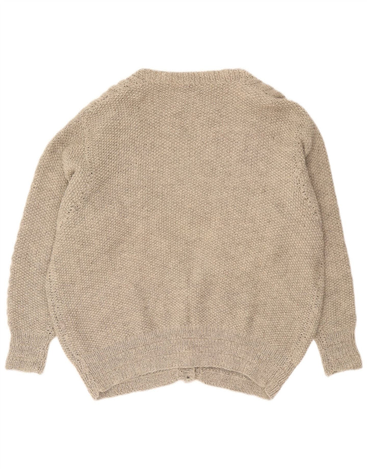 vintage Femme Cardigan Oversize Pull UK 16 Grand Gris