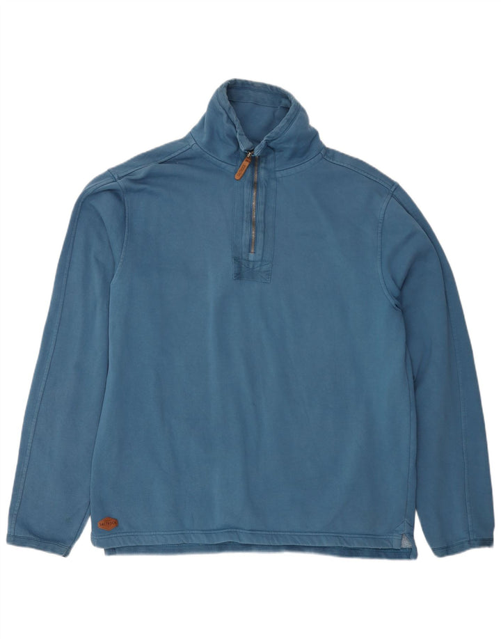 Saltrock Sweat-shirt à col zippé pour homme en coton bleu Taille L