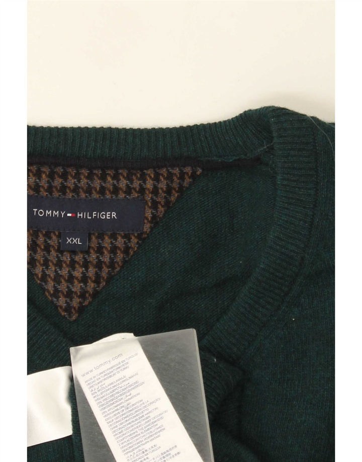 Tommy Hilfiger Pull col V pour homme en laine verte 2XL