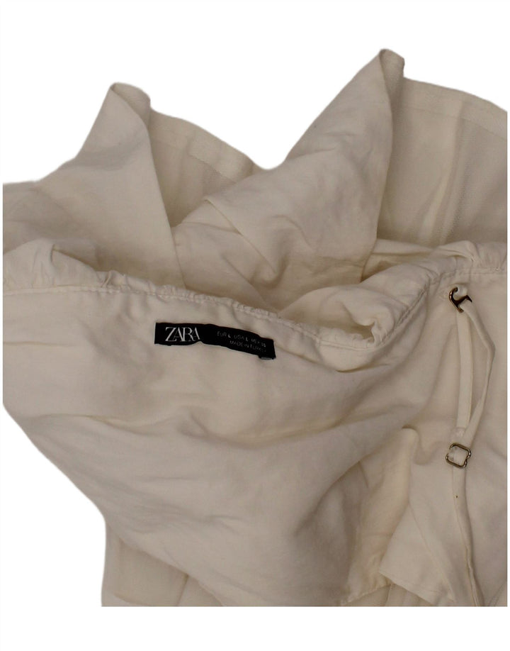 Zara Womens Haut court sans manches à plusieurs niveaux en coton blanc