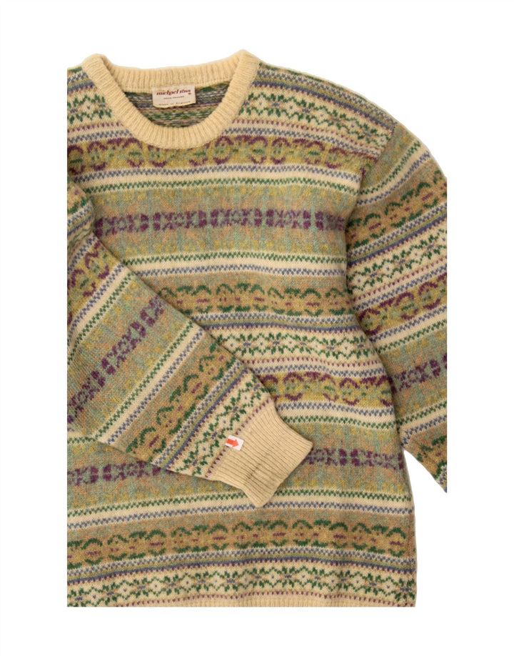 MICHAEL ROSS Pull à col rond pour homme Petit vert Fair Isle