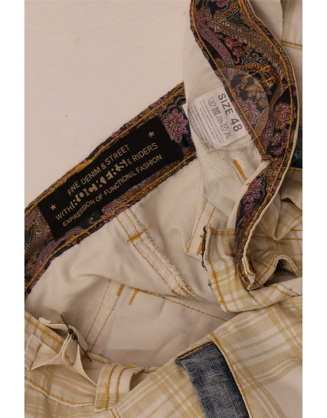 vintage Mens Regular Cargo Shorts IT 48 Moyen W34 Beige Plaid