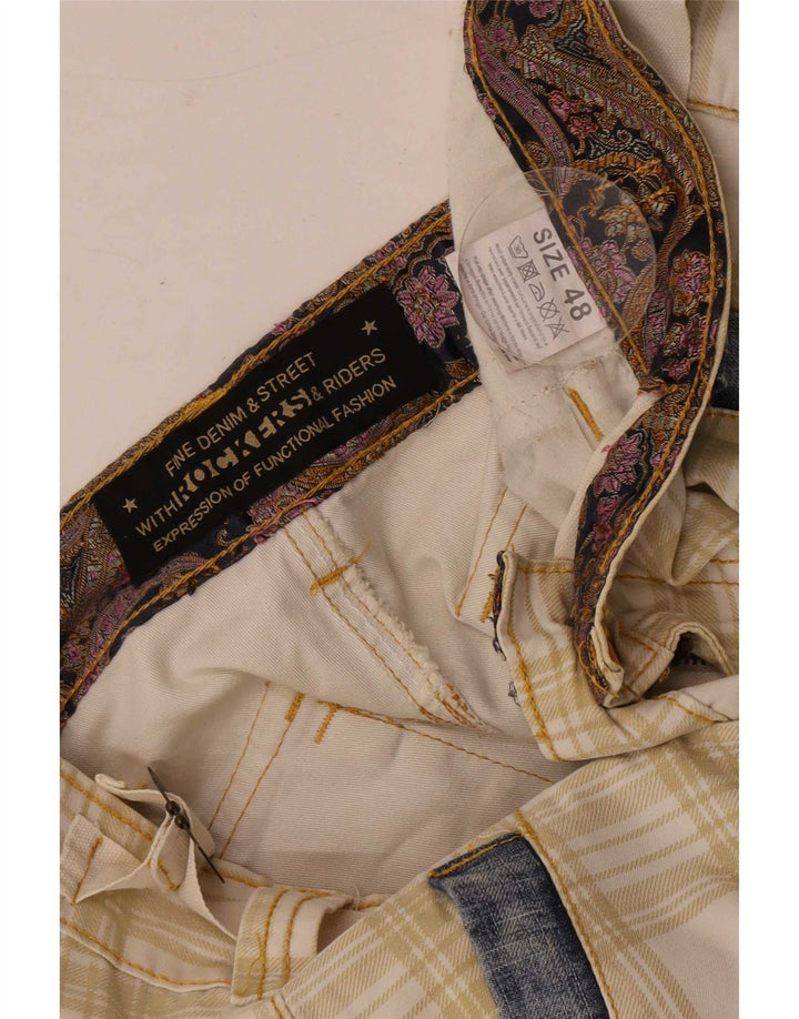 vintage Mens Regular Cargo Shorts IT 48 Moyen W34 Beige Plaid