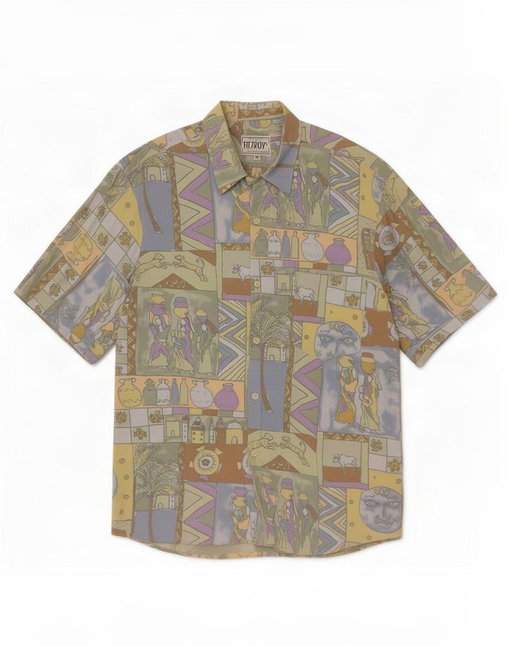 Fitzroy Chemise à Manches Courtes à Motif Abstrait Homme Multicolore Moyen