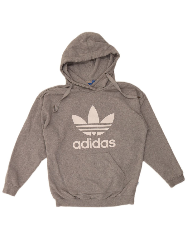 Adidas Pull à capuche graphique pour femme UK 12 Gris moyen Coton