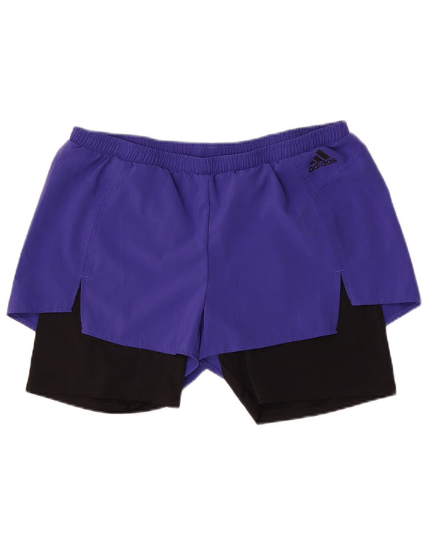 Adidas Short de sport Aeroready pour femme UK 16/18 Large Violet Colourblock