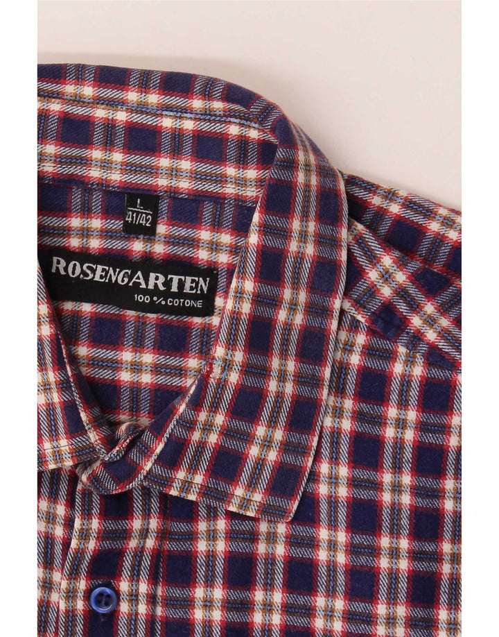 Rosengarten Chemise en flanelle pour homme Taille 41/42 Grand coton à carreaux bleus