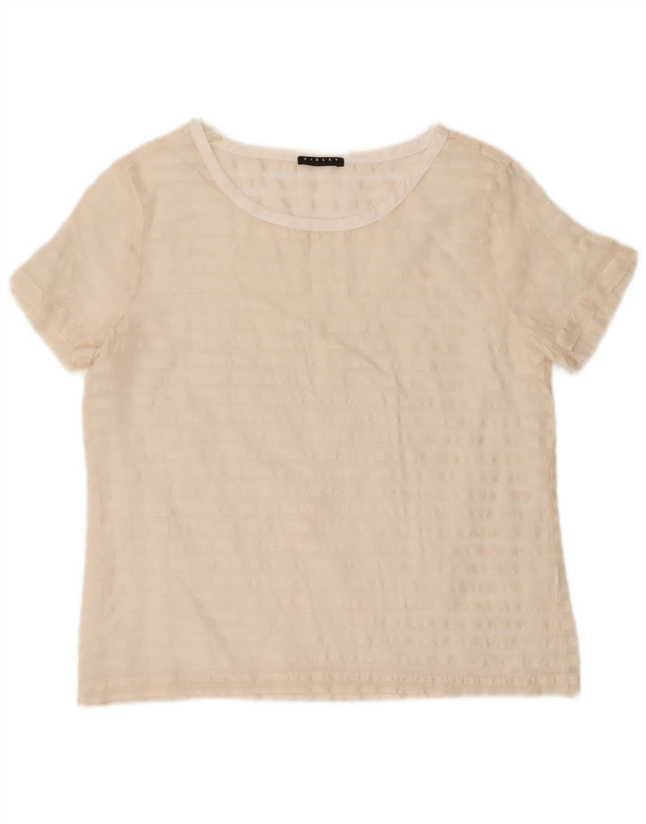 SISLEY Femme Chemisier Top UK 12 Medium Off White Rayé