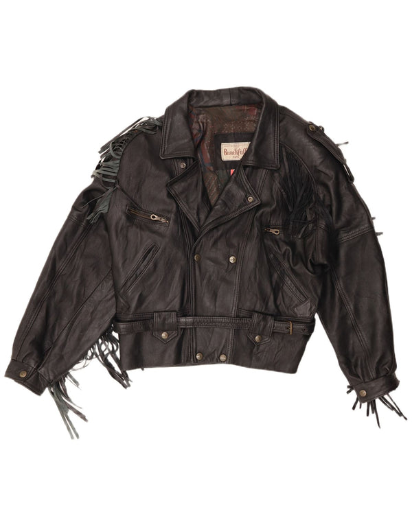 veste motard en cuir homme vintage UK 40 Grand Noir
