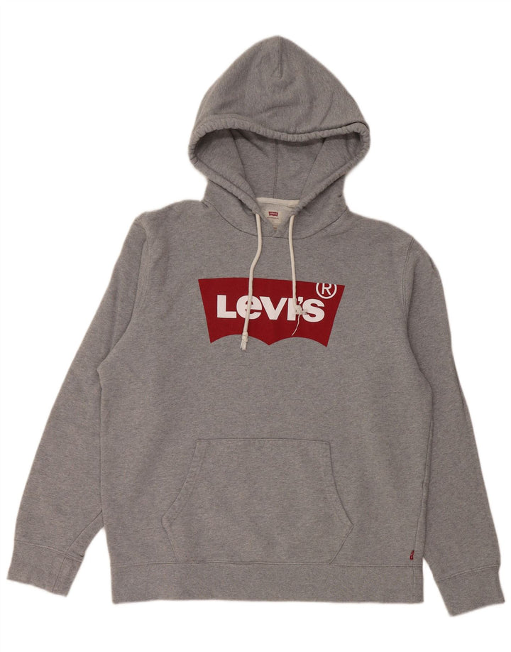 LEVI'S Pull à capuche graphique pour homme, coupe standard, grand, gris, coton