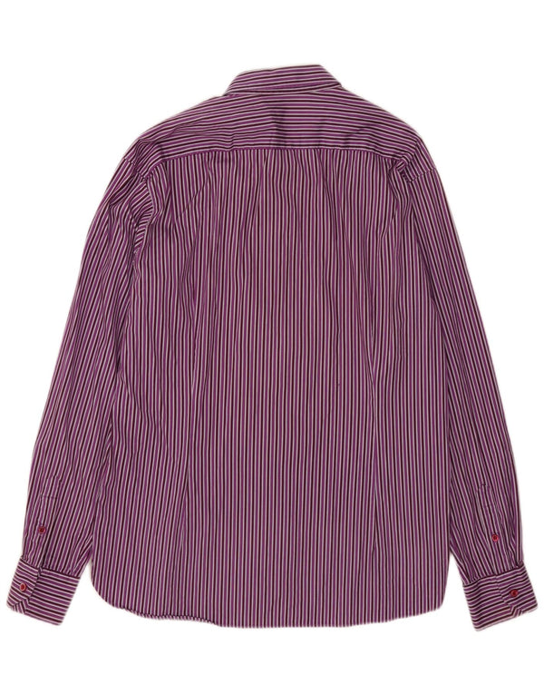 Ted Baker Chemise Homme Taille 5 XL Violet Pinstripe Coton